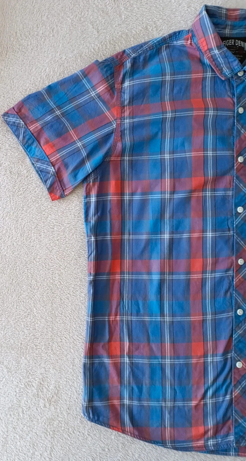 Chemise Tommy Hilfiger Denim à carreaux multicolore manches courtes Taille XXL – photo 6
